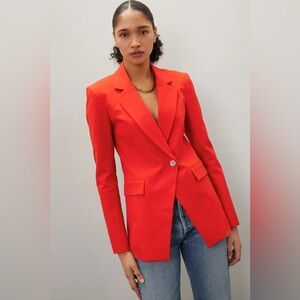 Derek Lam 10 Crosby Noah Single Breasted Jacket Tomato Red Career Cotton Size 4